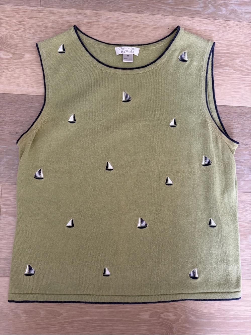 Christopher & Banks Sailboat Sweater Tank Top Medium